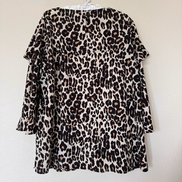 Lane Bryant Leopard Cheetah Animal Print Bell Ruffle Sleeve Top Plus Size 14/16 - Picture 8 of 9